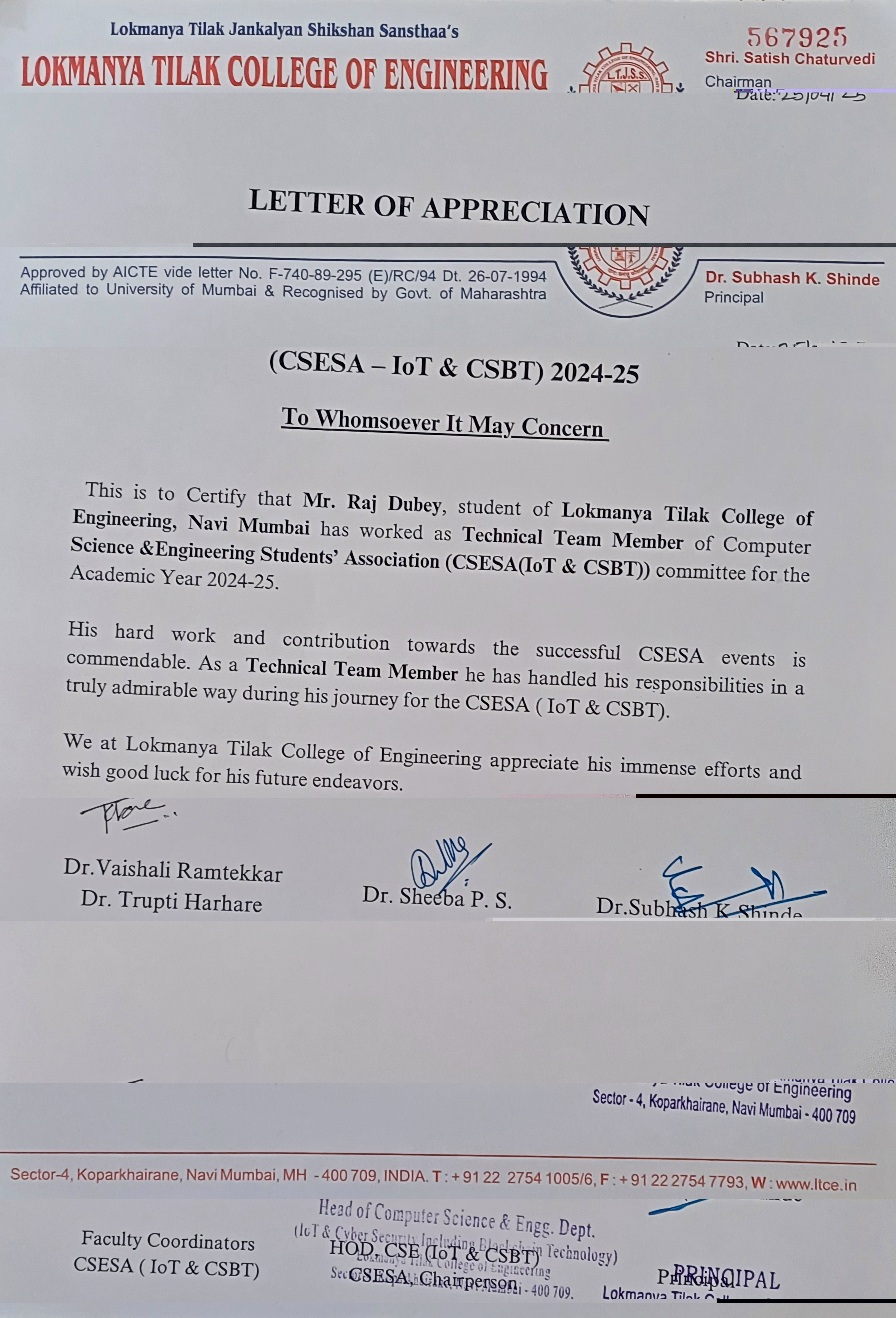 CSESA Appreciation Letter