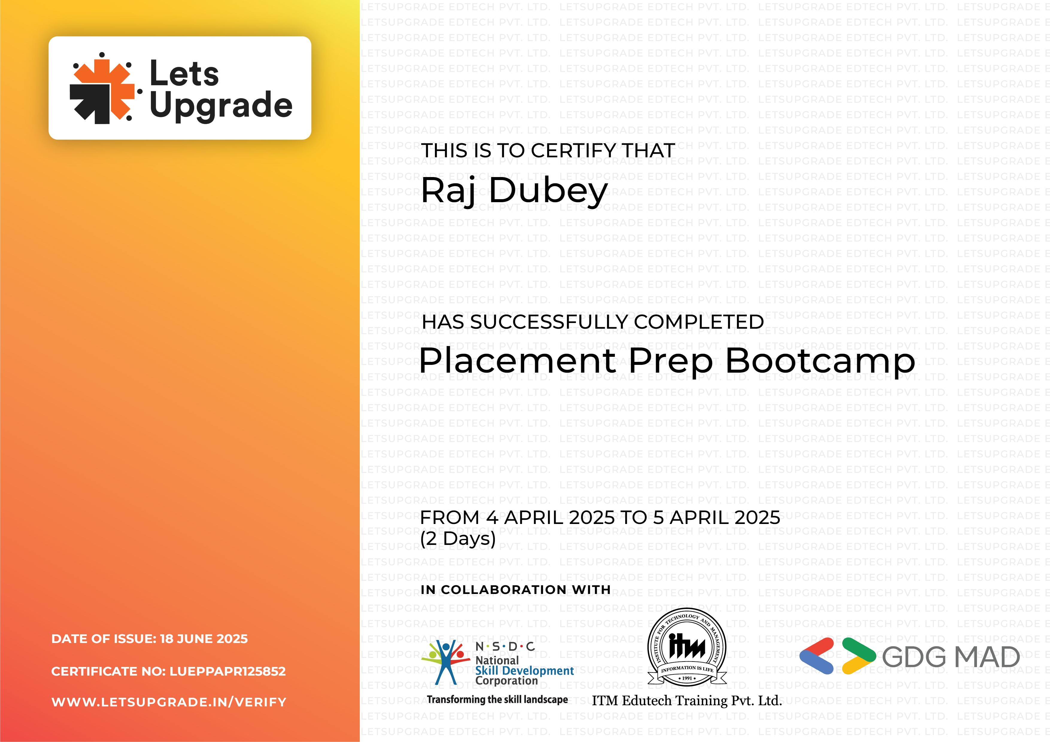 Placement Prep Bootcamp